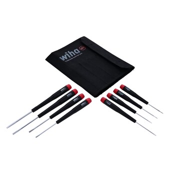 Wiha 26098 Precision Slotted Screwdriver Set in Canvas Pouch 8 Piece Set