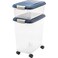 IRIS USA 30 lbs  11 lbs Combo Airtight Dog Food Storage Container Stackable Treat Box Wheels Keep Fresh Easy Mobility Navy