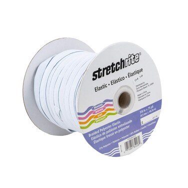Stretchrite Polyester Braided Elastic 38Inch by 75Yards White