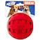 Nerf Dog Rubber Ball Dog Toy with Checkered Squeaker Lightweight Durable and Water Resistant 4 Inch Diameter for MediumLarge Breeds Single Unit Red