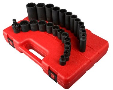 SUNEX TOOLS 3326 38Inch Drive 12Point SAE Impact Socket Set 25Piece