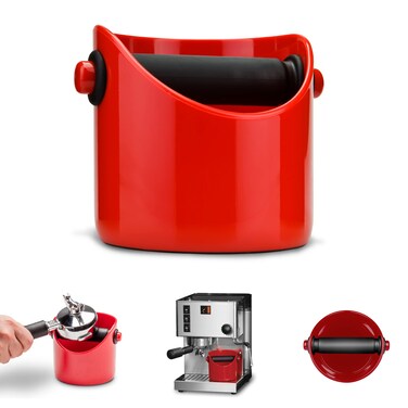 Dreamfarm Grindenstin Sturdy Compact Modern SpaceSaving Espresso Coffee Grind Knock Box  Red