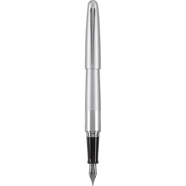 PILOT Metropolitan Collection Fountain Pen Silver Barrel Classic Design Medium Nib Black Ink 91108