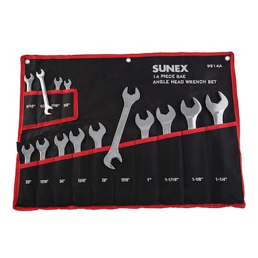 Sunex 9914A 14 Piece Angle Head SAE Wrench Set FULL POLISH CRV