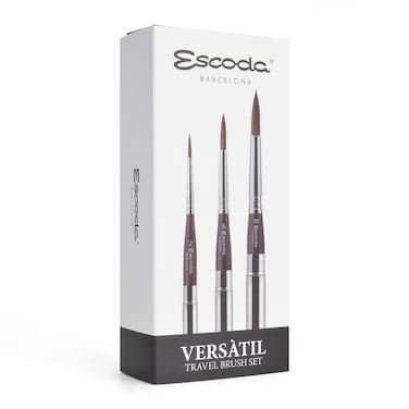Escoda 15483 Versatil Series Artist Watercolor Travel 3 Brush Set Synthetic Kolinsky
