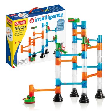 Quercetti Transparent Marble Run  45 Piece Basic Building Set  Classic Construction Toy Perfect for Beginners Ages 4 and Up Made in Italy