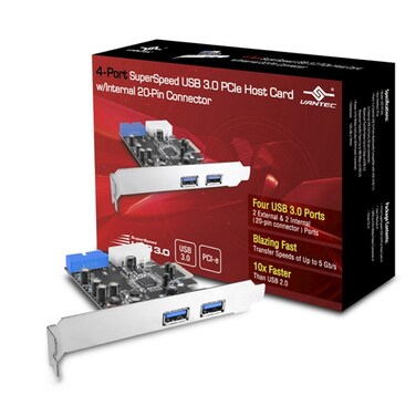 Vantec 4 Port USB 30 PCIe with Internal 20 pin Host Card UGTPC345