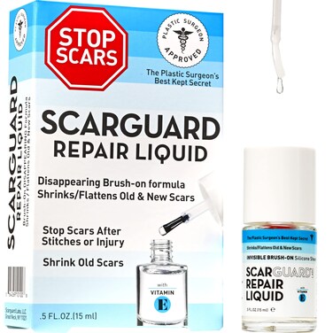 Scarguard  Invisible BrushOn Silicone Sheet with Vitamin E  Scar Removal for Keloids Burn Scars Surgery Scars Stitches Cuts  No Ugly Scar Sheets Cream or Messy Scar Gel Needed