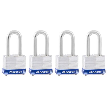 Master Lock 3QLF Outdoor Padlock with Key 4 Pack KeyedAlikeSilver