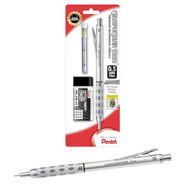 Pentel GraphGear 1000 Mechanical Pencil 05mm Premier Drafting Kit with 1 Pencil 1 Eraser Refill Tube and 1 Eraser PG1015EBP