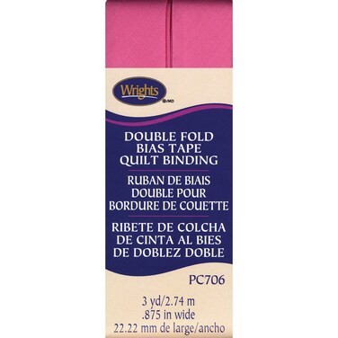 Wrights Products Double Fold Quilt Binding 78 by 3Yard Hot Pink