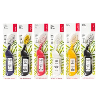 RADIUS Flex Brush with Soft Bristles Toothbrush BPA Free  ADA Accepted Designed to Improve Gum Health  Reduce Issues  Right Hand  Assorted  Pack of 6