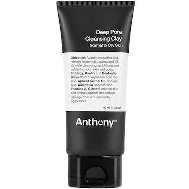 Anthony Deep Pore Cleansing Clay 3 Fl Oz Contains Kaolin and Bentonite Clays Apricot Oil Calendula Vitamins A C and E Removes Dirt Sweat and Oil While Deep Cleansing and Exfoliating Skin