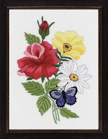 Janlynn 0040853 Embroidery Kit 7Inch by 5Inch Butterfly FloralWhite