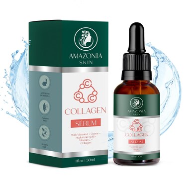 Amazonia Skin  Collagen Serum for Face with Vitamin C with 20 Vitamin C Face Serum with Hyaluronic Acid Scented Ozone Facial Serum  better than Forehead Wrinkle or Botox Serum
