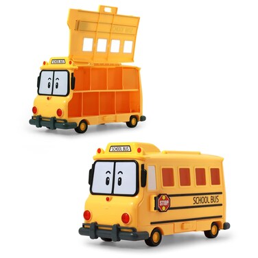 Robocar Poli Toys School B Carrying Case 2in1 School Bus Toy Car Transporter Carrier Diecast Vehicle Storage  Transport Toys Kids for Ages 3 and up  Diecast not Included Only Carrier