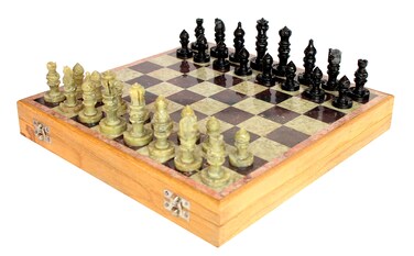StonKraft  12x12 Stone Wooden Chess Game Board Set  Hand Crafted Pawns