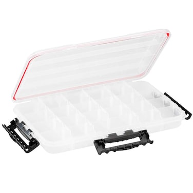 Plano Waterproof 3700 Stowaway Tackle Box 14 X 9 X 1875 Durable CamAction Latches ORing Seal Adjustable Dividers for Versatile Fishing Storage ClearRed
