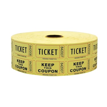 INDIANA TICKET CO 2000 Yellow Double Roll Raffle Tickets 2000 Count 2x2 Tickets Raffles 5050 Drawings Door Prizes Giveaways Drinks More Tickets More Fun Premium Quality
