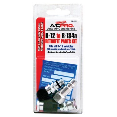 CERTIFIED AC PRO Car Air Conditioner Adapter Kit Complete AC Conversion Adapter Kit Converts R12 to R134A Refrigerant Includes 1 Low Side Port 3 High Side Ports and Retrofit Label InterDynamics