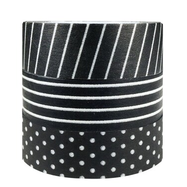 allydrew Set of 3 Washi Tape Rolls Washi Masking Tapes Black  White Washi Tapes