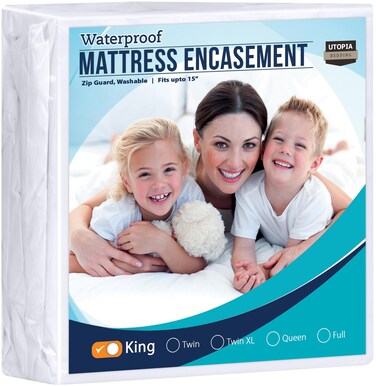 Utopia Bedding Zippered Mattress Encasement King  100 Waterproof and Bed Bug Proof Mattress Protector  Absorbent SixSided Mattress Cover