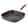 Rachael Ray Cucina Hard Anodized Nonstick GrillDeep Square Griddle Pan 11 Inch Gray with Red Handles