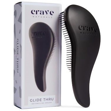 Crave Naturals Glide Thru Detangling Brush for Adults  Kids Hair Detangling Brush for Black Natural Hair Curly Straight Wet Dry Hairbrush for MenWomen Little Girl Hair Accessories 1pk Black
