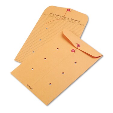 Quality Park 10 x 15 InterDepartmental Envelopes with String  Button Closure for Interoffice Routing 32 lb Brown Kraft 100Box QUA65354