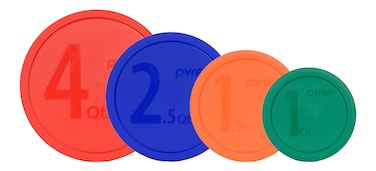 Pyrex 1 322PC Green 1 323PC Orange 1 325PC Blue and 1 326PC Red Mixing Bowl Lids FOR PYREX MIXING BOWLS ONLY  Made in the USA