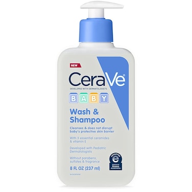 CeraVe Baby Wash  Shampoo  Fragrance Paraben  Sulfate Free Shampoo for TearFree Baby Bath Time  8 Ounce