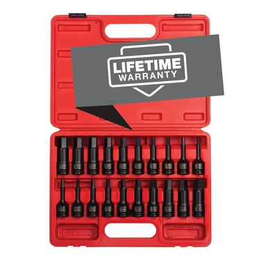 SUNEX TOOLS 2637 12 Drive Master Impact Hex Driver Set 20Piece SAEMetric 14  34 6mm  19mm CrMo Steel Dual Size Markings Heavy Duty Storage Case Meets ANSI Standards