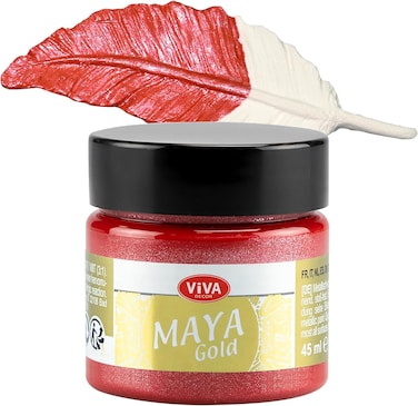 Viva Decor Maya Gold Fire Red 152 Fl Oz  Shiny metallic acrylic paint for creative works on wood glass and porcelain Impactresistant smudgeproof and weatherproof for longlasting results