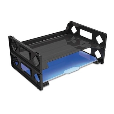 Universal 08100 Side Load Letter Desk Tray Two Tier Plastic Black