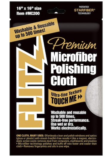 Flitz Microfiber Polishing Cloth  16 x 16  Single Bag