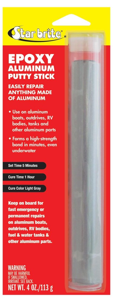 STAR BRITE Epoxy Aluminum Putty Stick  Make Fast Permanent Repairs  Even Underwater  Aluminum4 OZ 087004