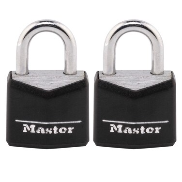 Master Lock 121T Padlock Covered Aluminum Lock 34 in W Black 1Pack 2Count