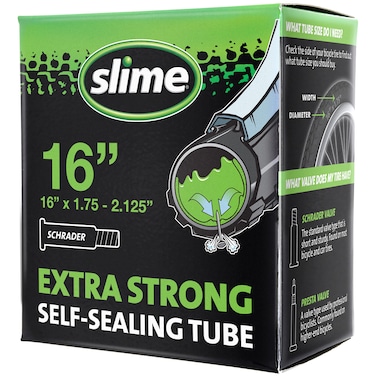 Slime 30051 Bike Inner Tube with Slime Puncture Sealant Extra Strong Self Sealing Prevent and Repair Schrader Valve 16 x 1752125