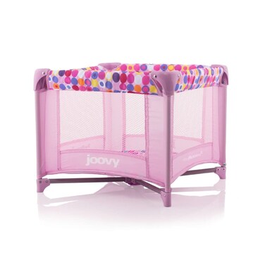 Joovy Toy Room Playard Baby Doll Playpen Featuring Sturdy Steel Frame and Collapsible Design Allows for Easy Fold for Travel and Travel Case  Large Enough for 22 Dolls Pink Dot