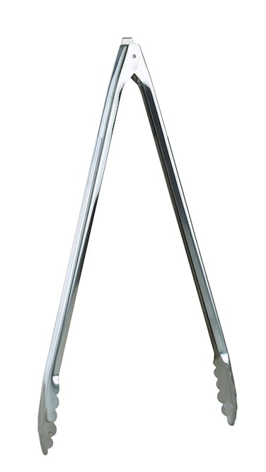 HIC Kitchen Spring Locking Kitchen Cooking Serving Food Barbecue Tong Scalloped Gripping Edge Stainless Steel 16Inch