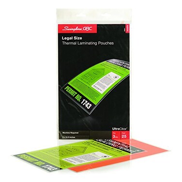 GBC Laminating Sheets Thermal Laminating Pouches Legal Size 3 Mil HeatSeal UltraClear 25 Pack 3200578