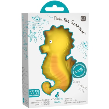 caaocho Pure Natural Rubber Bath Toy  Nalu The Seahorse Baby Toy  Hole Free Bath Toys BPA Free Bath Toys for Infants Without Holes Sealed Natural Rubber Baby Toy