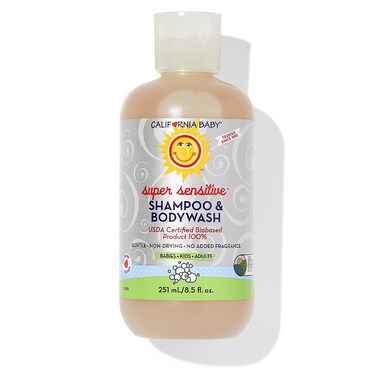 California Baby Super Sensitive Baby Shampoo and Body Wash  100 PlantBased  Gentle Fragrance Free Shampoo  Hypoallergenic  251 mL  85 oz