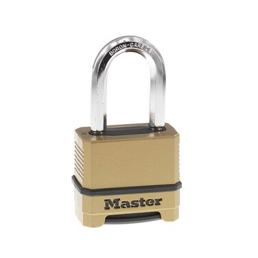 Master Lock Combination Lock Heavy Duty Weatherproof Padlock Resettable For Outdoor Use Brass Finish M175XDLF