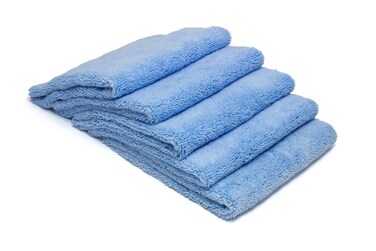 Autofiber Zeroedge Detailing Towel Pack of 5 Edgeless Microfiber Polishing Buffing Window Glass Waterless Rinseless Car Wash Towels Blue