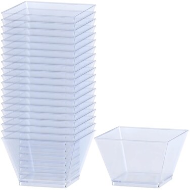 Lillian Tablesettings Plastic 8 oz  Clear Rectangles Servingware  Pack of 20 Party Bowls