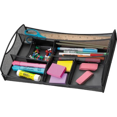 Safco Products 3262BL Onyx Mesh Desktop Organizer with Drawer Black