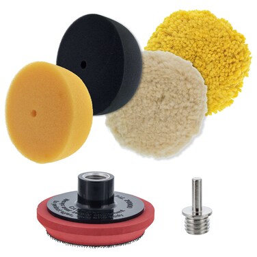 TCP Global Brand 3 Mini Buffing and Polishing Pad Kit with 4 Pads Backing Plate and 14 Drill Adapter