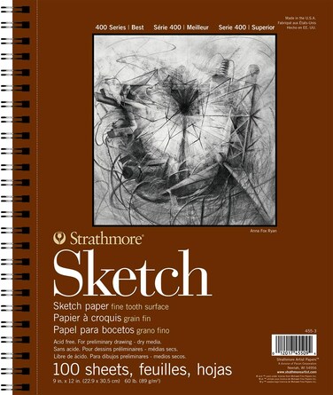 Strathmore 400 Series Sketch Pad 9x12 inch 100 Sheets  Artist Sketchbook for Drawing Illustration Art Class Students