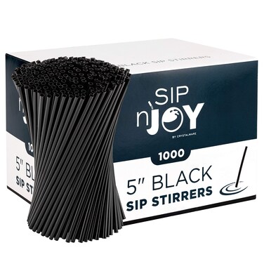 Coffee Stirrers Sticks Disposable Plastic Drink Stirrer Sticks 1000 Stirrers Use It As A Coffee Straws Or A Cocktail Mixers Black 5Inch Pack of 1